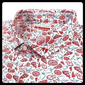 Fore Fathers Golf Polo Shirt Men's 2XL White Red Pizza Pepper Short Sleeve Dads
